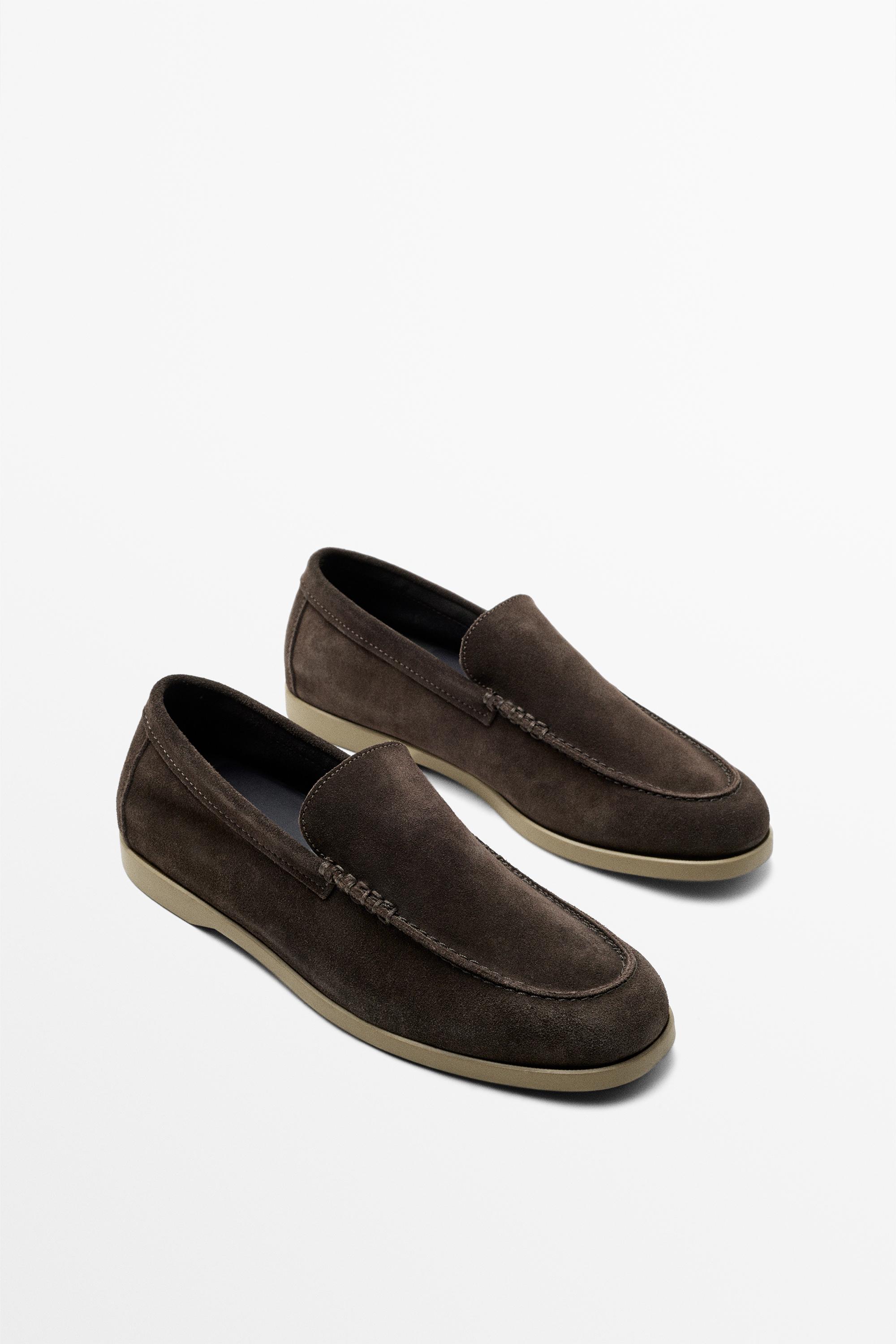Soft split leather loafers